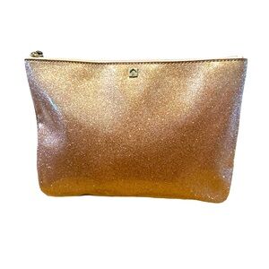 Kate Spade New York Pink Glitter‎ Cosmetic Bag Gold Tone Hardware
